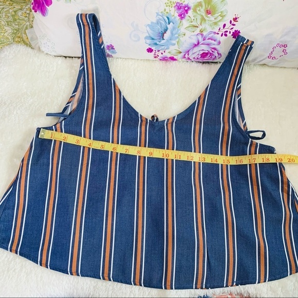 Salt Water Luxe Indigo Stripped Summer Women Top Size Small - Picture 7 of 15